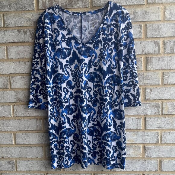 Lilly Pulitzer Dresses & Skirts - Lilly Pulitzer Cori Navy Beach 3/4 Sleeve V-Neck Dress Women's Size XS